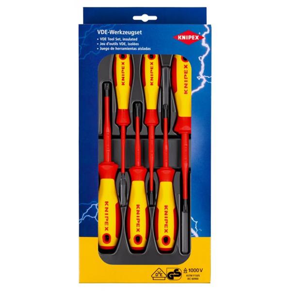 Knipex00 20 12 V05 VDE Screwdriver Set PlusMinus / Slotted 6 Piece