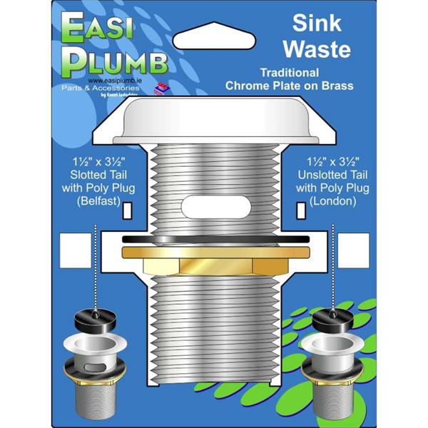 Easiplumb11/2" x 3 1/2" Unslotted Tail with Poly Plug - Sink Waste