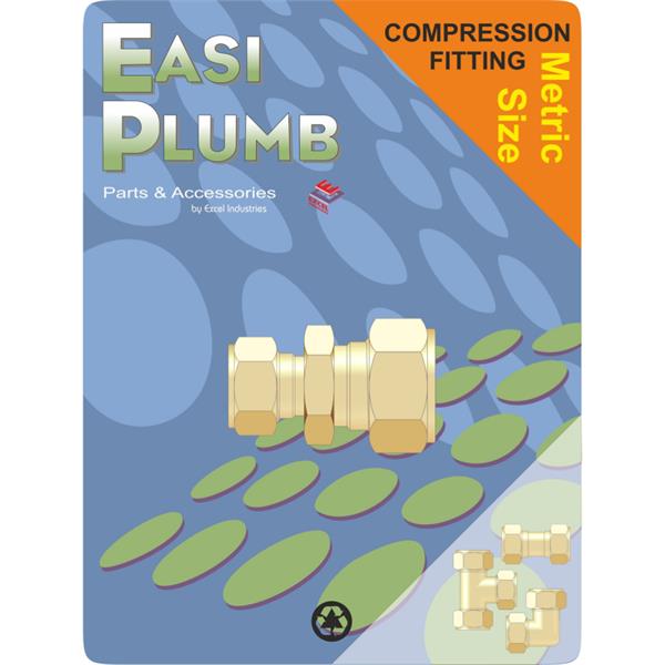 Easiplumb3/4" x 1/2" Straight Red. Brass Compression Coupling