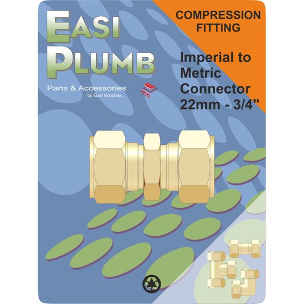 Easiplumb22mm x 3/4" Brass Compression Straight Coupling