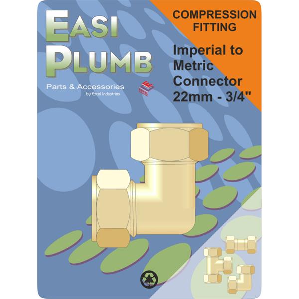 Easiplumb22mm x 3/4" Brass Compression Elbow