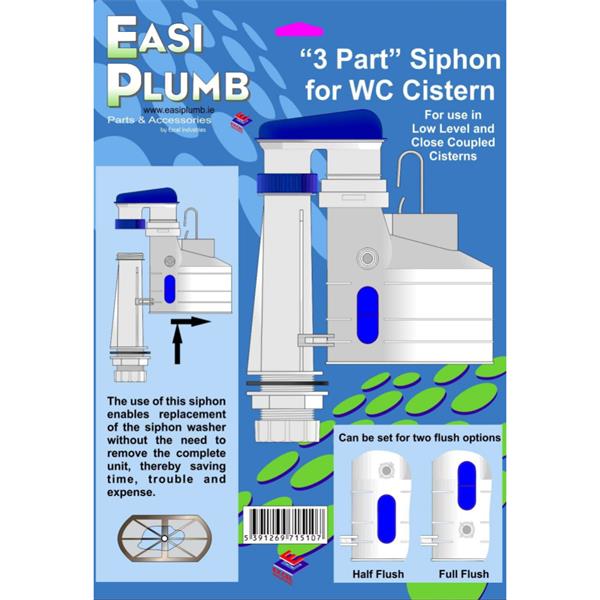 Easiplumb3 Part Internal Overflow Siphon - Oblong