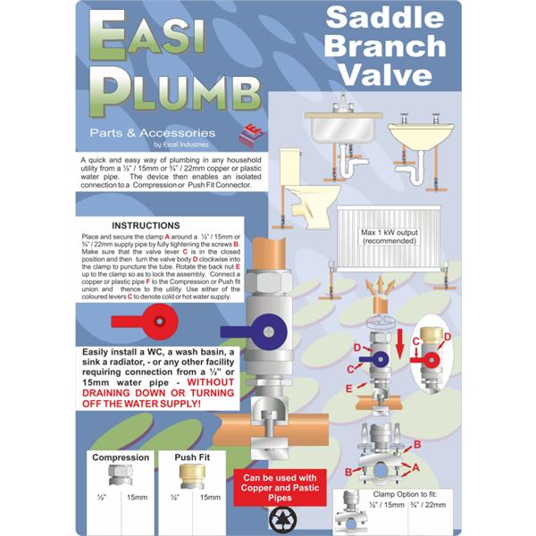 Easiplumb1/2" Comp. x 3/4" Saddle Branch Valve