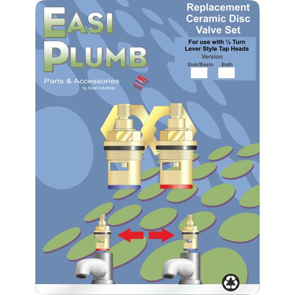 EasiplumbPair 1/2" Replacement Ceramic Disc Valves - incl. Bushings