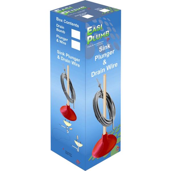 EasiplumbSink Plunger & Drain Wire Set