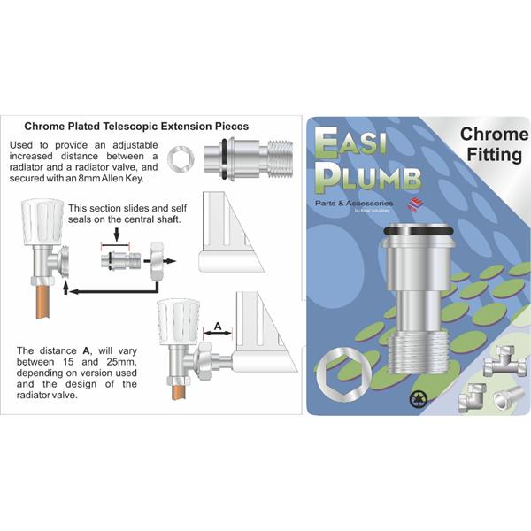 Easiplumb1/2" x 20mm CP Telescopic Rad Ext. Piece