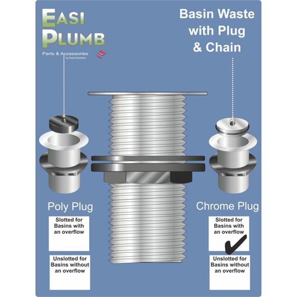 Easiplumb11/4" Slotted Basin Waste, C.P. Plug & Chain