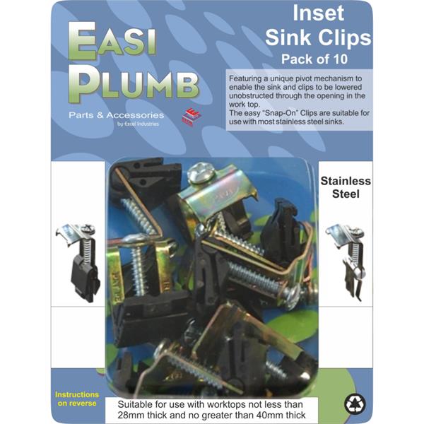 EasiplumbPk/10 Inset Sink Clips - Metal Barb