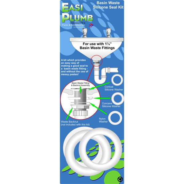 Easiplumb1 1/4" Basin Waste Silicone Seal Set for Basin Waste