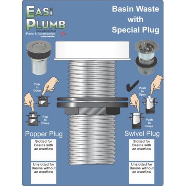 Easiplumb11/4" Unslotted Basin Waste (Swivel Plug)