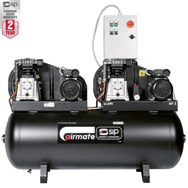 SipB3800/270 270ltr Tandem Belt Drive Compressor