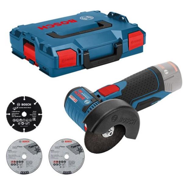 BoschGWS 12V-76 V-EC Angle Grinder + 3 Cutting Discs L-BOXX (Bare Unit)
