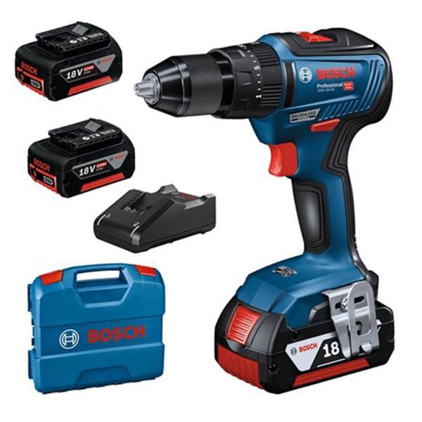 BoschGSB 18V-55 Brushless Combi Drill (2x4Ah)