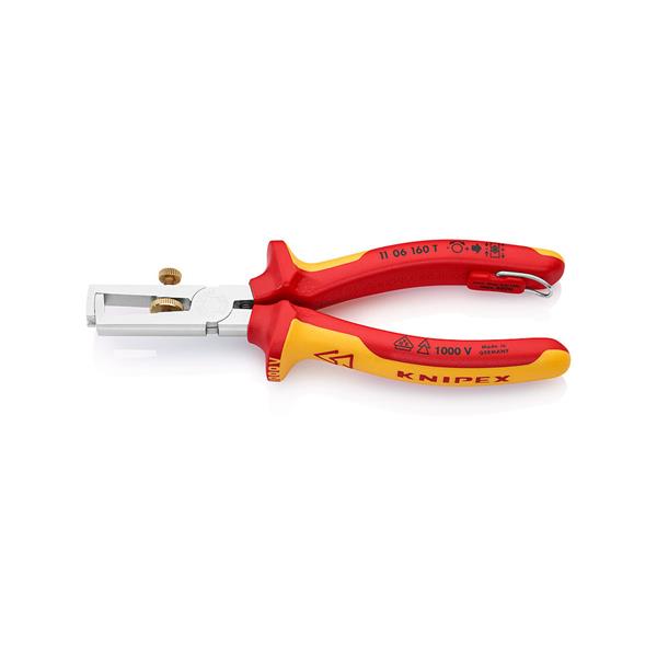 Knipex11 06 160 T BK Tethered Multi-component Grip Stipping Pliers