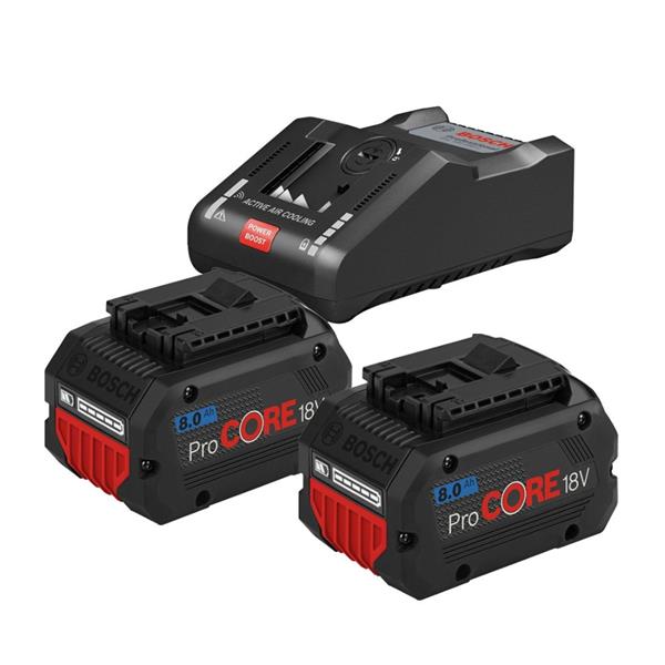 BoschBattery Starter Set: 2 x GBA 8Ah ProCORE 18V Batteries + GAL 18V-160 C Charger