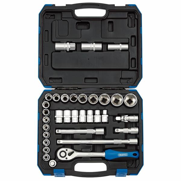 Draper33 Piece Combined MM/AF Socket Set, 1/2" Sq. Dr.