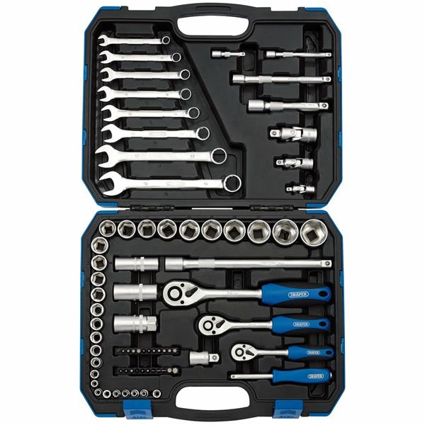 Draper75 Piece Metric Tool Kit, 1/4", 3/8" and 1/2" Sq. Dr.