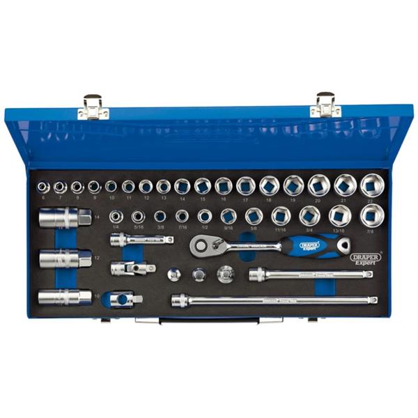 Draper40 Piece 3/8" Drive Metric / AF Socket Set in Metal Case