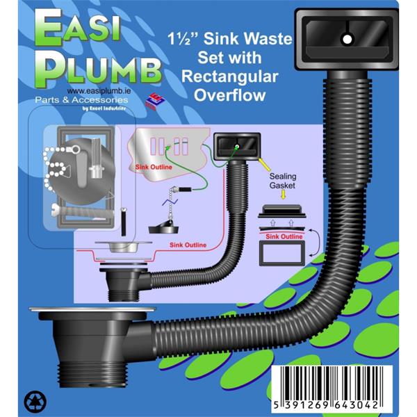 Easiplumb11/2" PVC Sink Waste Set (Rect. Overflow)