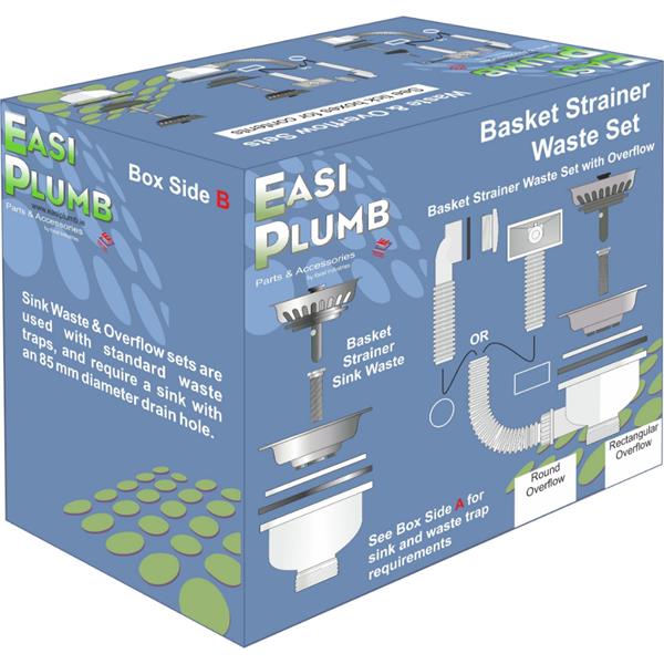 Easiplumb31/2" Basket Strainer Sink Waste c/w Round & Rectangular Overflow Components
