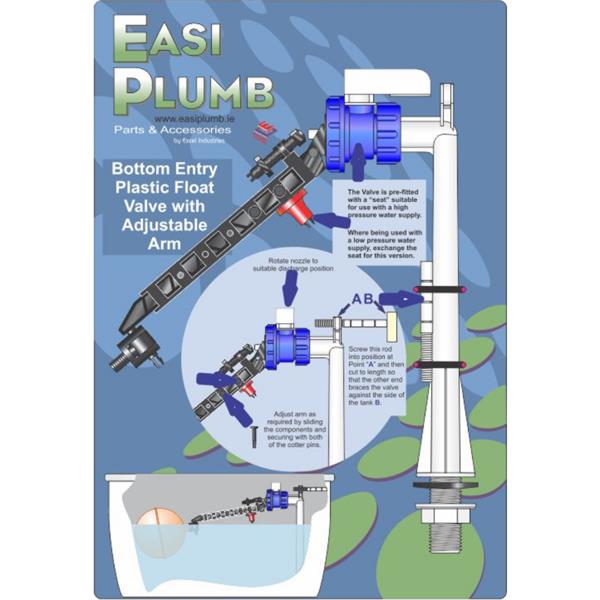 EasiplumbAdjustable Arm Bottom Entry Plastic Float Valve