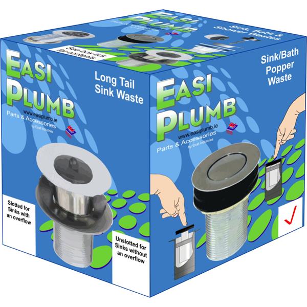 Easiplumb11/2" x 2" C.P. Unslotted Popper Bath/Sink Waste