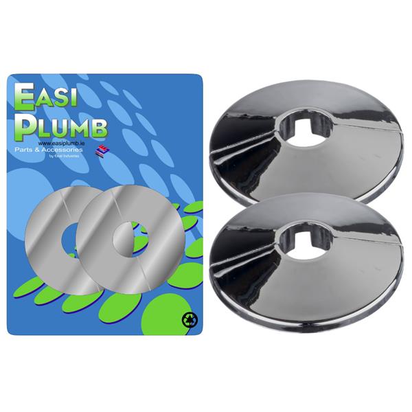 EasiplumbPk/2 16mm Chrome Plated 2 Piece Pipe Hole Trims