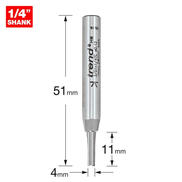 TrendPro Two Flute Cutter 4mm diameter 3/01X1/4TC