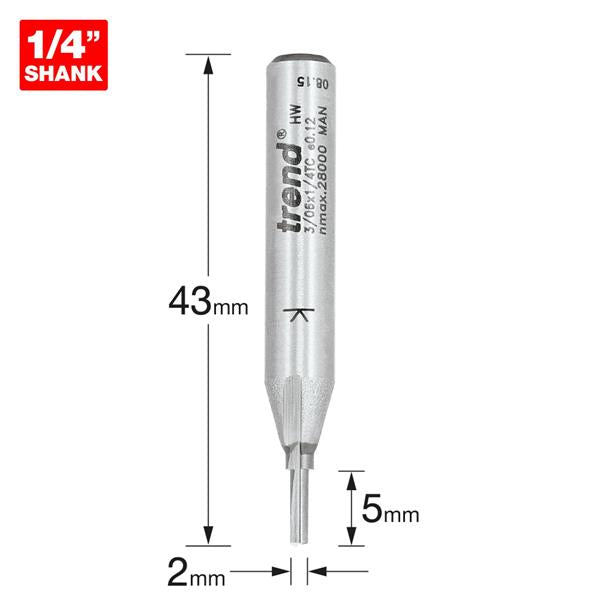 TrendPro Two Flute Cutter 2mm Diameter 3/06X1/4TC