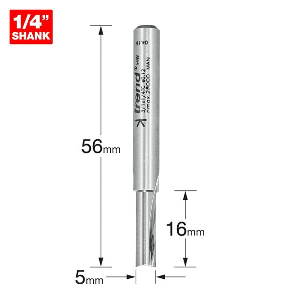 TrendPro Two flute Cutter 5mm diameter 3/1X1/4TC