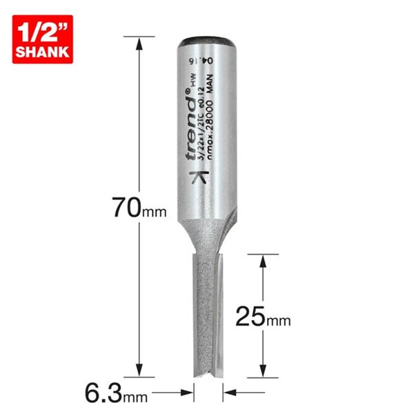 TrendPro Two flute Cutter 6.3mm diameter 3/22X1/2TC
