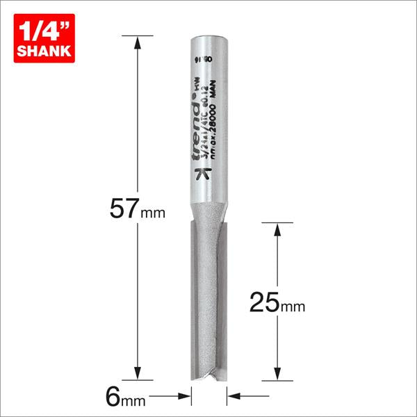 TrendPro Two flute Cutter 6mm diameter 3/24X1/4TC