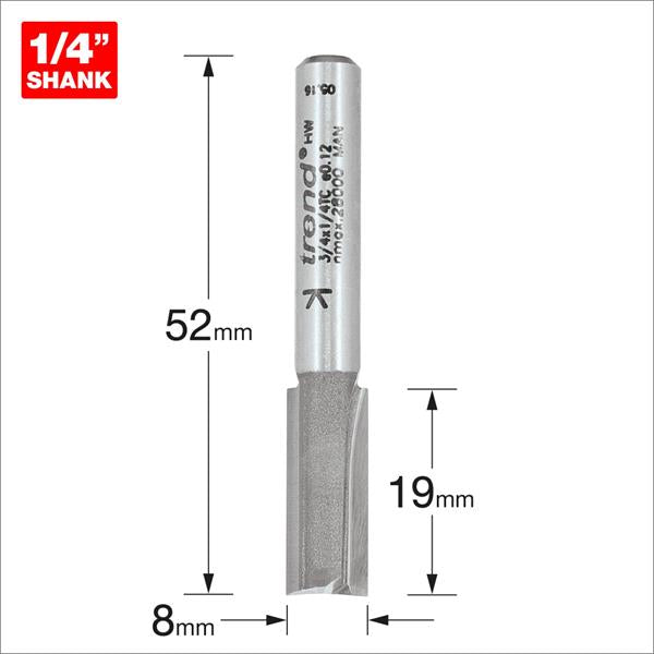 TrendPro Two flute Cutter 8mm diameter 3/4X1/4TC