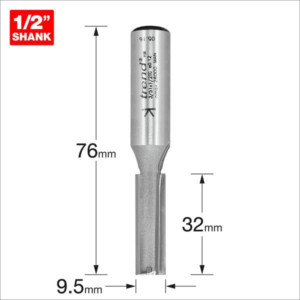 TrendPro Two flute Cutter 9.5mm diameter 3/51X1/2TC