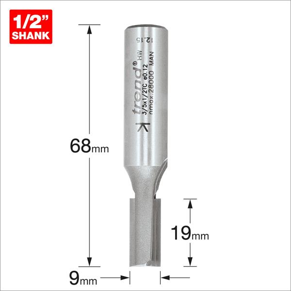 TrendPro Two flute Cutter 9mm diameter 3/5X1/2TC