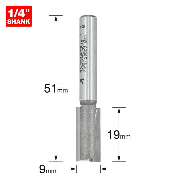 TrendPro Two flute Cutter 9mm diameter 3/5X1/4TC
