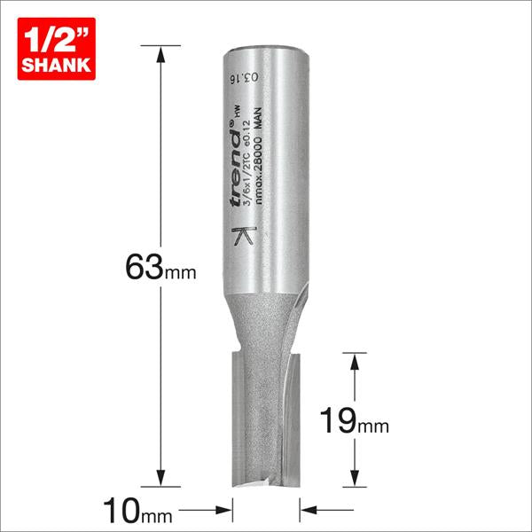 TrendPro Two flute Cutter 10mm diameter 3/6X1/2TC