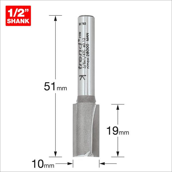 TrendPro Two flute Cutter 10mm diameter 3/6X1/4TC