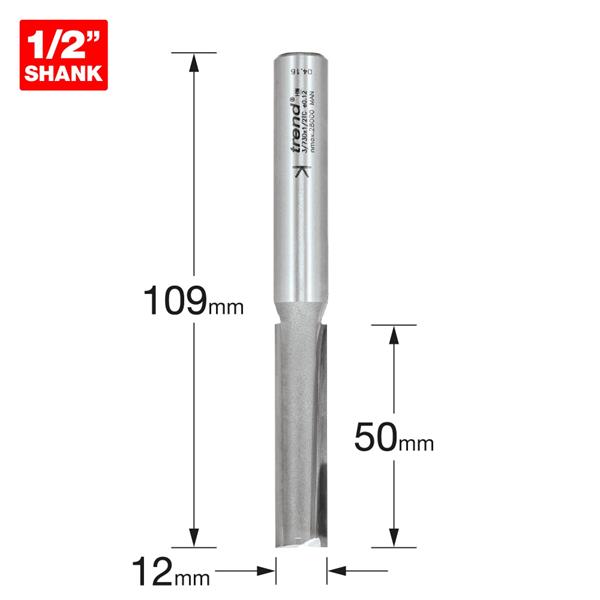 TrendPro Two flute Cutter 12mm diameter 3/73DX1/2TC
