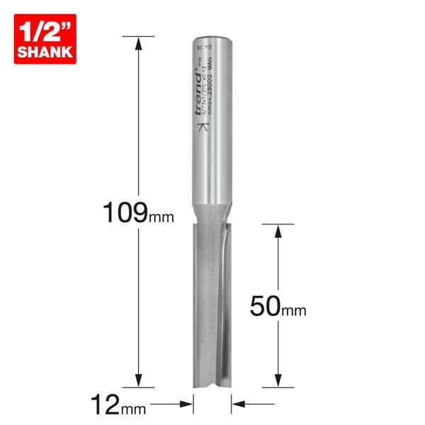 TrendPro Two flute Cutter 12mm diameter 3/73X1/2TC