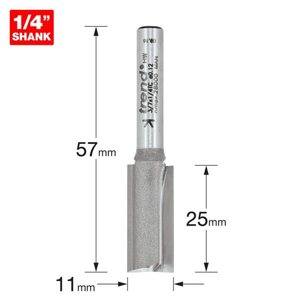 TrendPro Two flute Cutter 11mm diameter 3/7X1/4TC