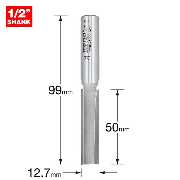 TrendPro Two flute Cutter 12.7mm diameter 3/83DX1/2TC