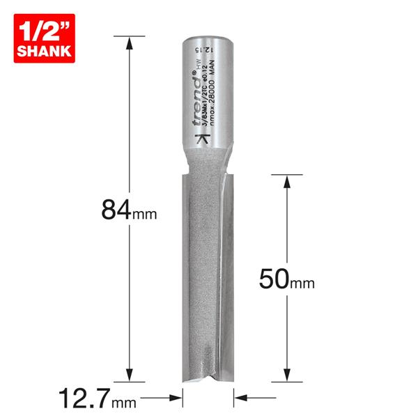 TrendPro Two flute Cutter 12.7mm diameter 3/83MX1/2TC