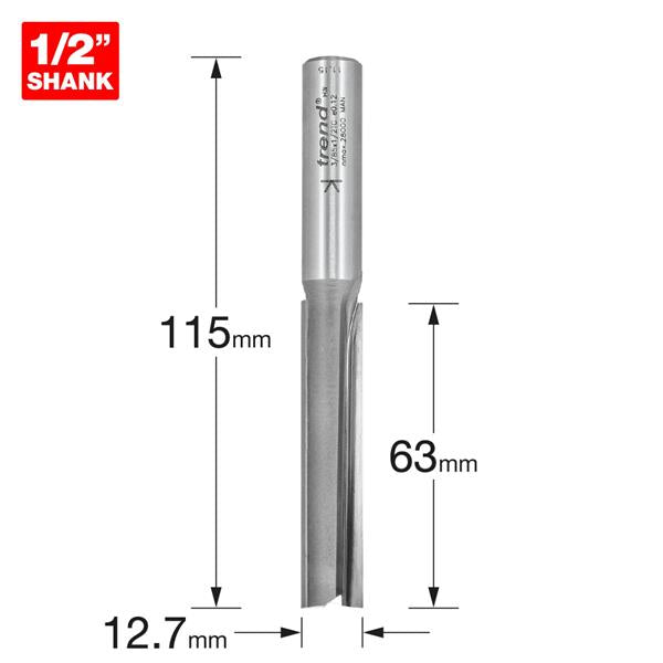 TrendPro Two flute Cutter 12.7mm diameter 3/85X1/2TC