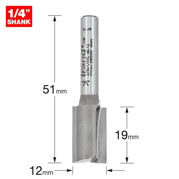 TrendPro Two flute Cutter 12mm diameter 3/8X1/4TC