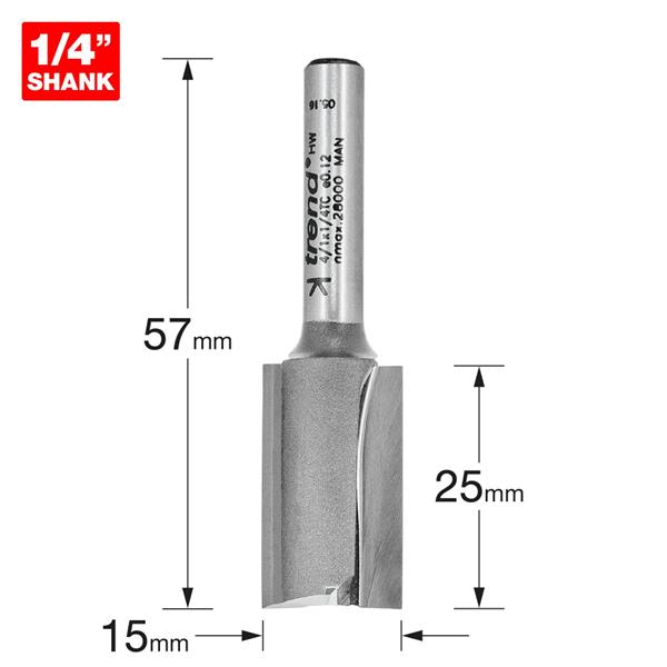 TrendPro Two flute Cutter 15mm diameter 4/1X1/4TC