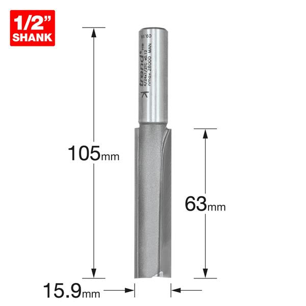 TrendPro Two flute Cutter 15.9mm diameter 4/24X1/2TC