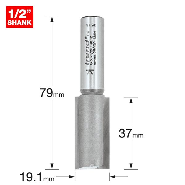 TrendPro Two flute Cutter 19.1mm diameter 4/50X1/2TC