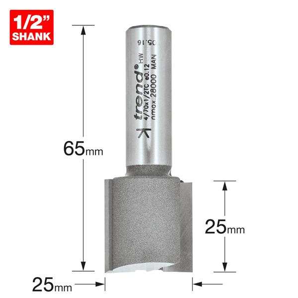 TrendPro Two flute Cutter 25mm diameter 4/70X1/2TC