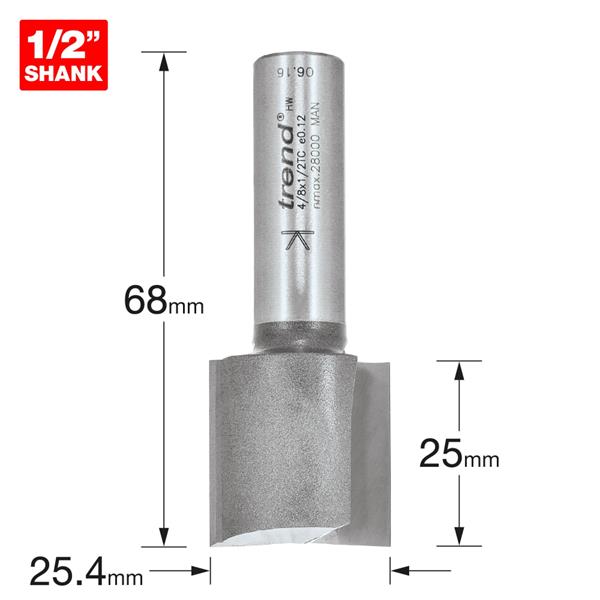 TrendPro Two flute Cutter 25.4mm diameter 4/8X1/2TC